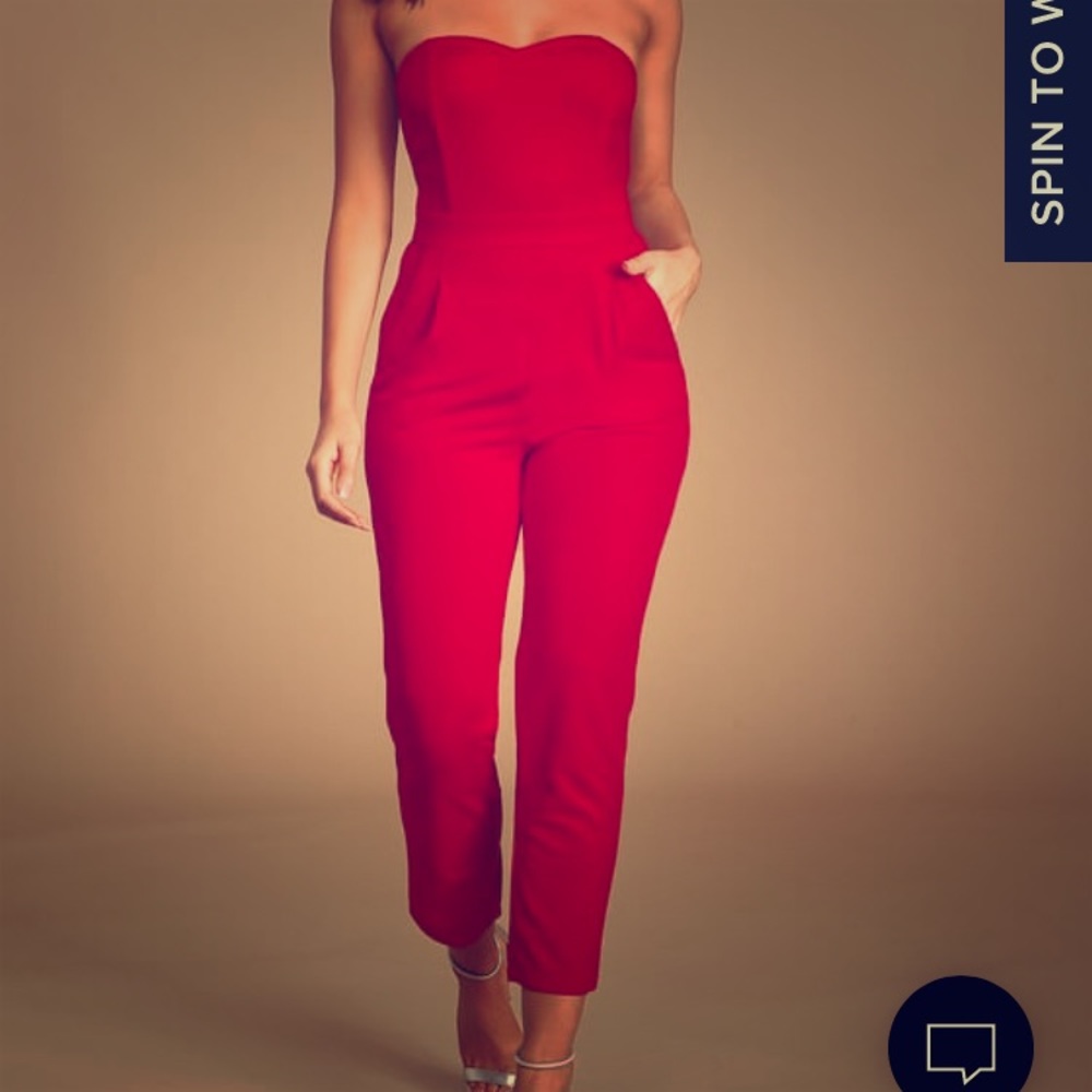 Lulu’s paint the town red jumpsuit M